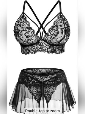👙 NEW Lingerie Sets for Women Lace Bralette, Mini Skirt with G-String Lingerie